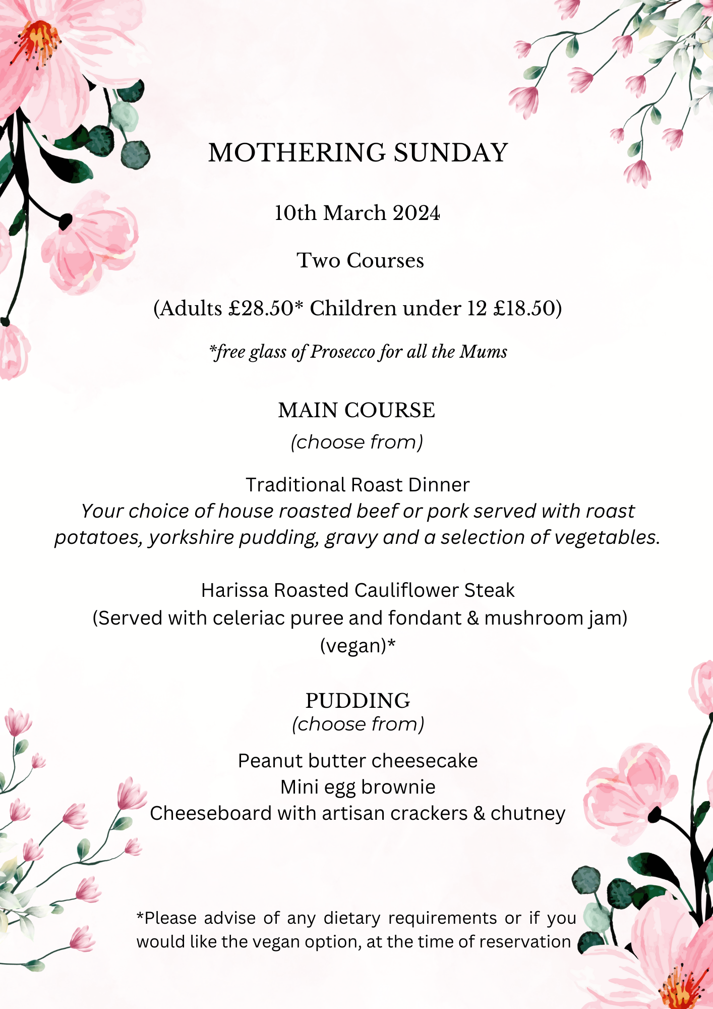Mother's Day - Reservations Essential | The Wine Cellar